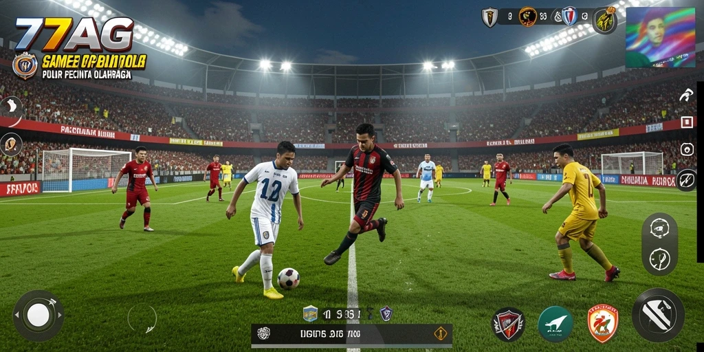 Tampilan gameplay seru dalam permainan sepak bola 77AG.