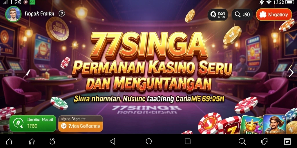 Tampilan gameplay menakjubkan di 77SINGA dengan suasana Kasino yang hidup.
