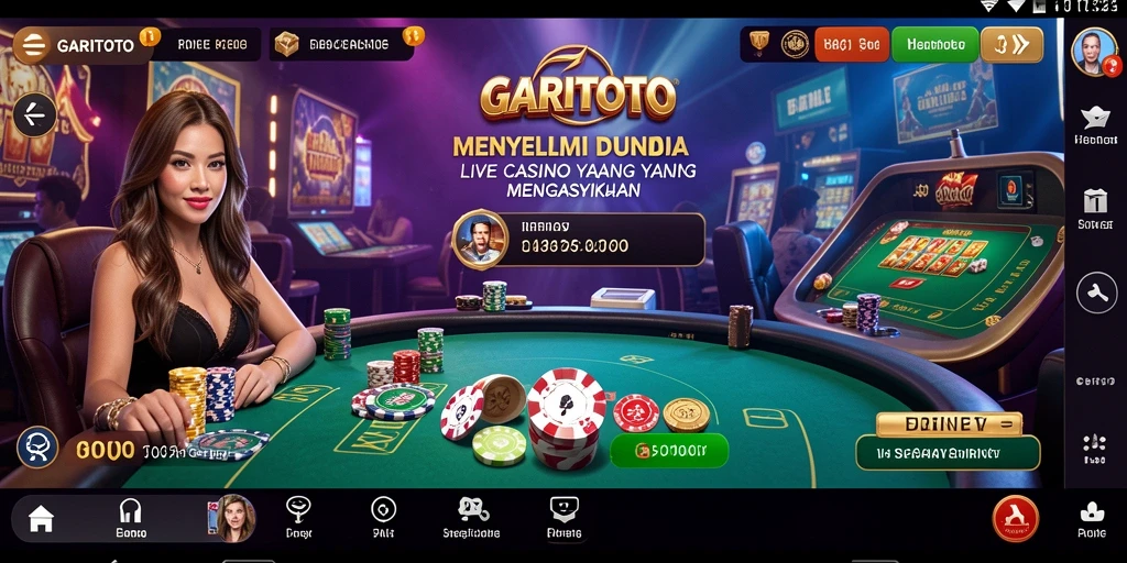 Tangkapan layar GARITOTO menampilkan dealer profesional dan suasana kasino yang hidup.