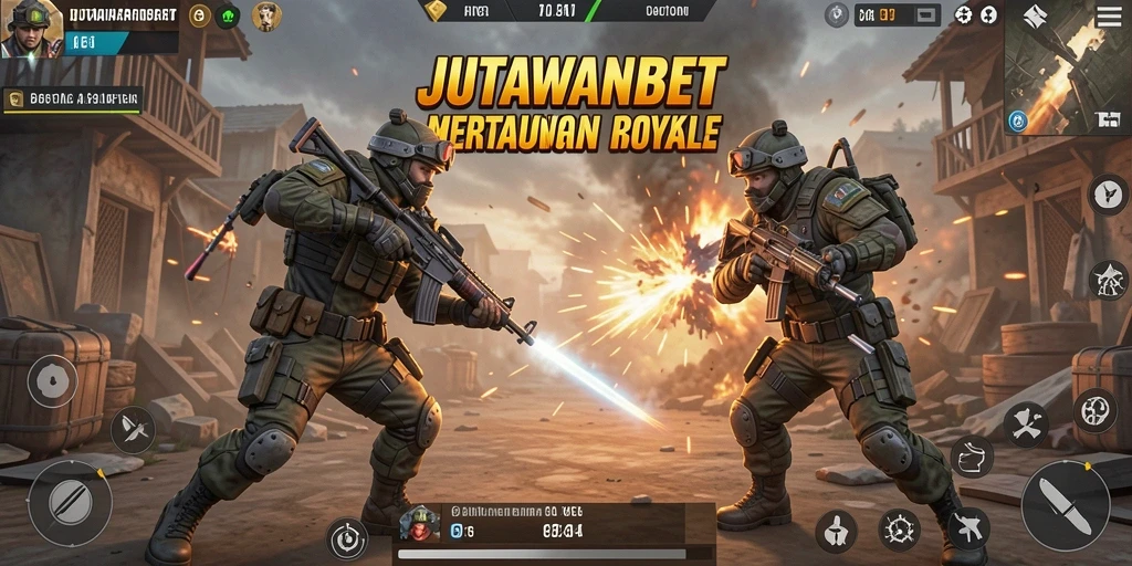 Tampilan gameplay seru dalam pertarungan Battle Royale JUTAWANBET.