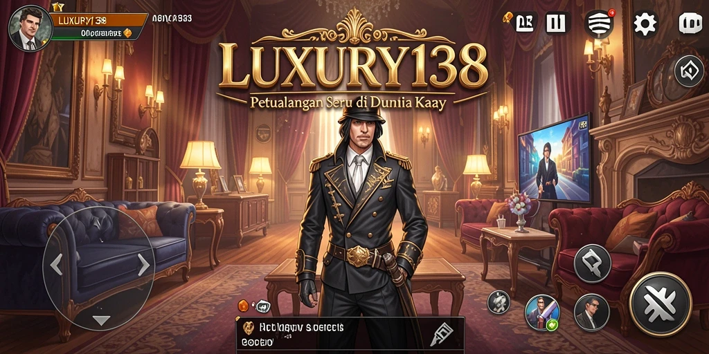 Screenshot menunjukkan karakter menjelajah hutan rimbun dalam LUXURY138.