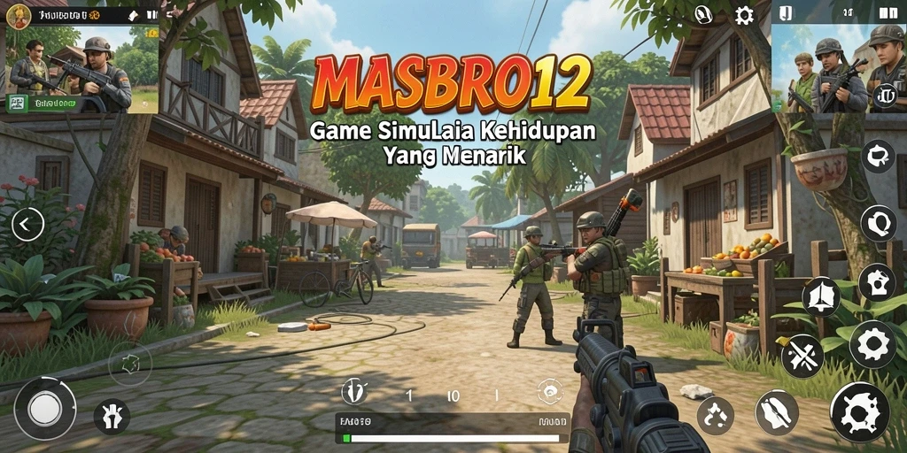 Tampilan permainan MASBRO12 dengan interaksi karakter menarik.