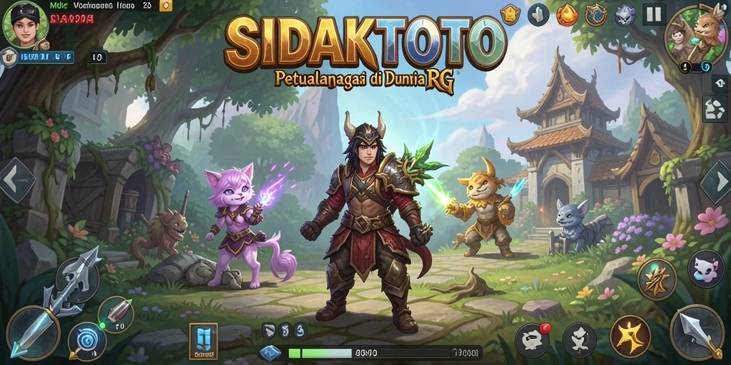 Screenshot gameplay SIDAKTOTO dengan pertempuran epik dan karakter menarik.