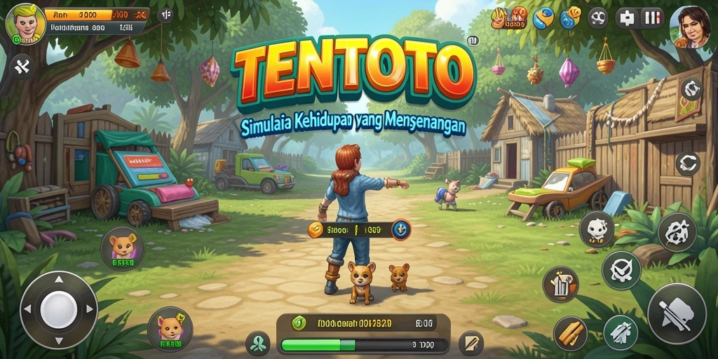 Screenshot gameplay TENTOTO menampilkan aktivitas interaksi yang seru.